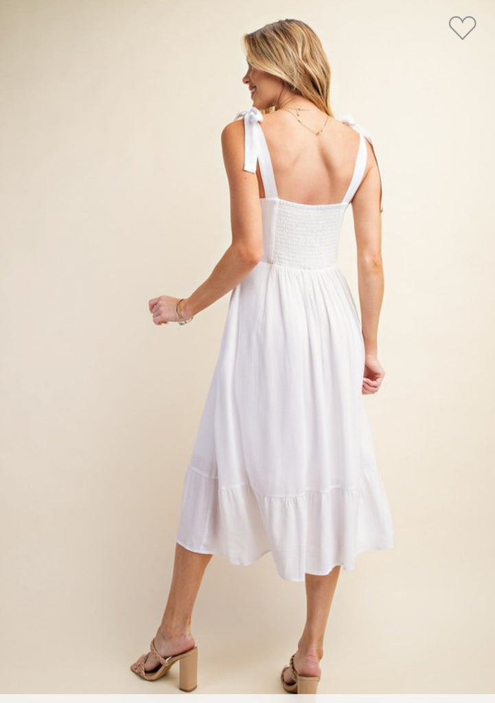 smocked corset dress Corset Smocked Midi Dress || Light Blue LARGE
