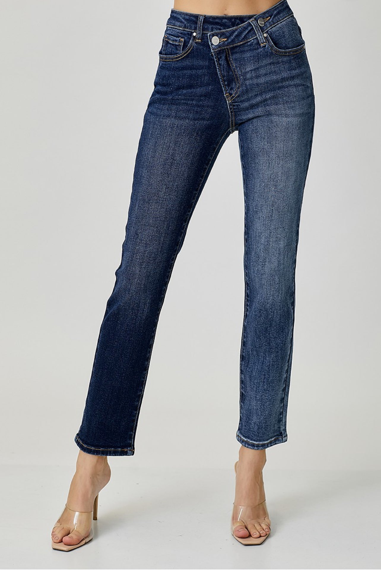 Risen mid rise crossover relaxed skinny