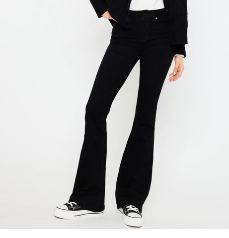 Kancan black mid rise flare jeans