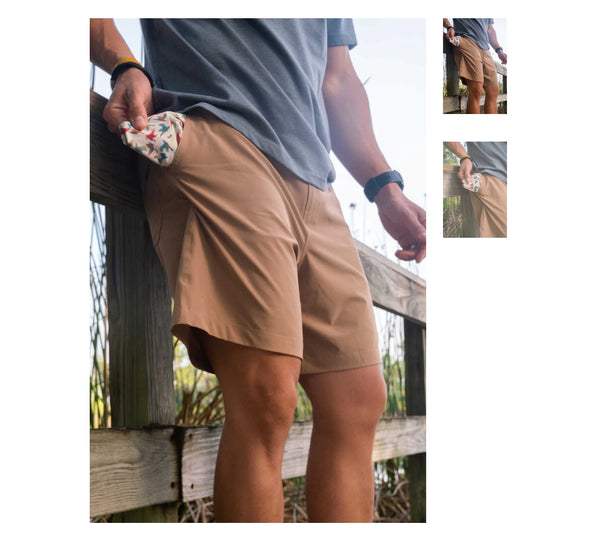 Burlebo everyday shorts desert tan all over ducks