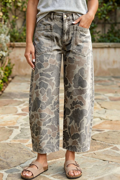 Camouflage Ankle Length Casual Shift Jeans