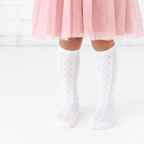 Scalloped Fancy Knee High Socks - White: 6-18 MONTHS