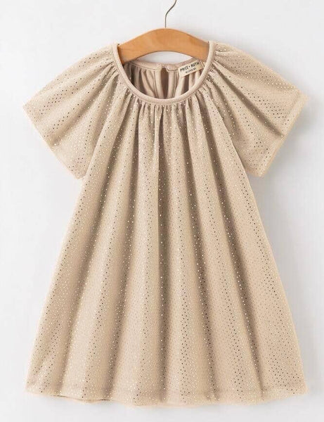 Fall Girls Velvet Sparkle Polka Dot Party Dress: Dusty Rose