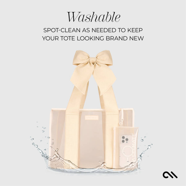 Case-Mate Ecru Raffia Bow Jelly Tote Bag