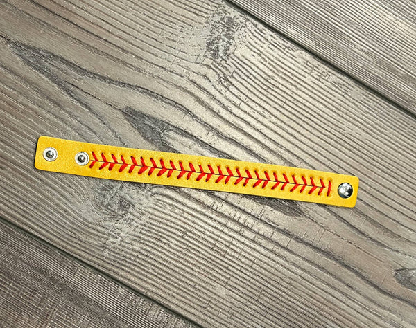 Adjustable Baseball or Softball Stitches Bracelets: Softball