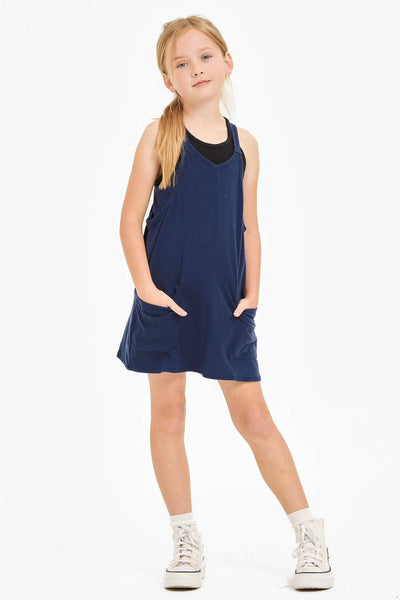 Relaxed Tank Dress with Built-In Romper Lining: Blue Aqua