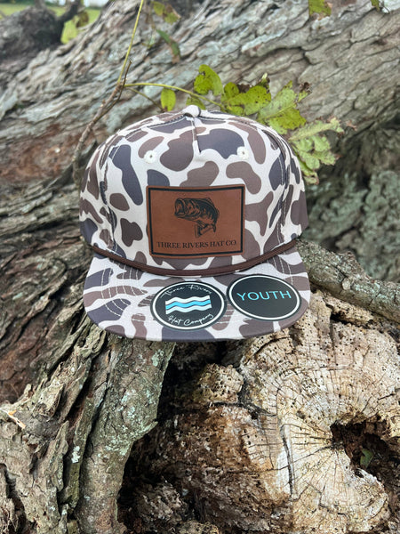 KIDS - Bass Fishing - Camo Rope Hat: Mossy Oak Bottomland