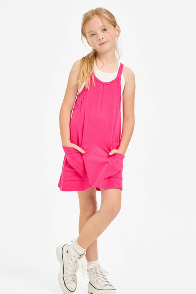 Relaxed Tank Dress with Built-In Romper Lining: Blue Aqua