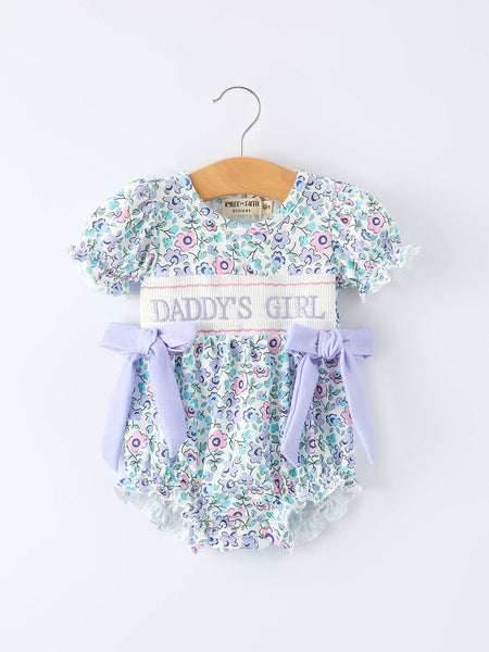 “DADDY'S GIRL” Smocked Baby Girls Romper: