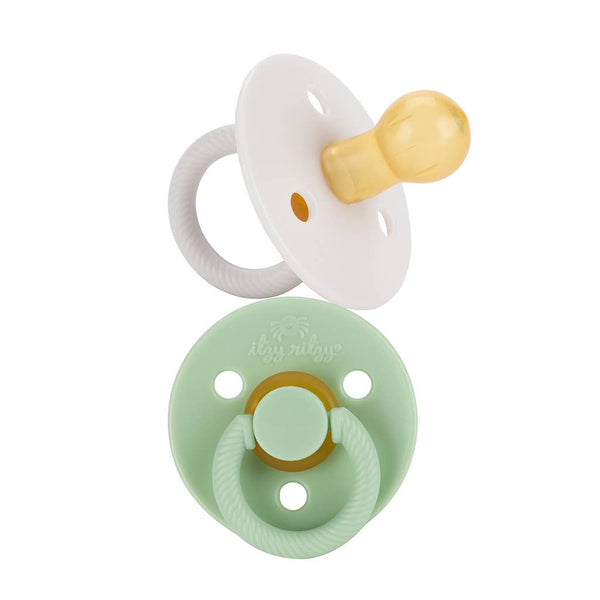 Itzy Soother™ Natural Rubber Paci Sets: Coconut + Toast