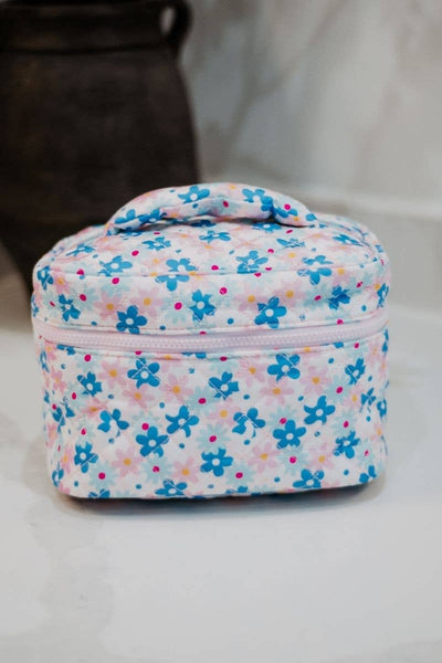 Dainty Floral Makeup Bag for Travel: Pink