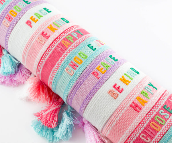 Colorful Embroidered Bracelets: Blush | Be Kind