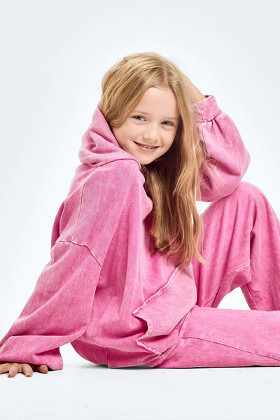 Oversized Mineral Wash Hoodie: Pink