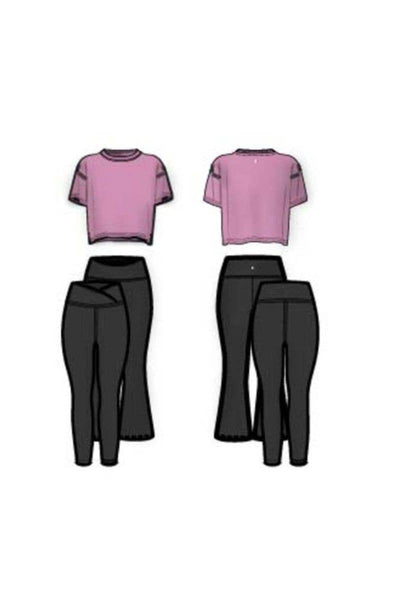 Girls Super Soft T Shirt, Leggings, Flare - 3 PCS SET: HTR.GREY/ROSE VIOLET/BLACK