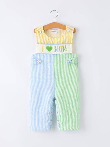 "I ❤ MOM "Embroidered Baby Boy Romper: