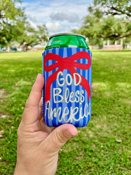 God bless America bow patriotic koozies : Regular