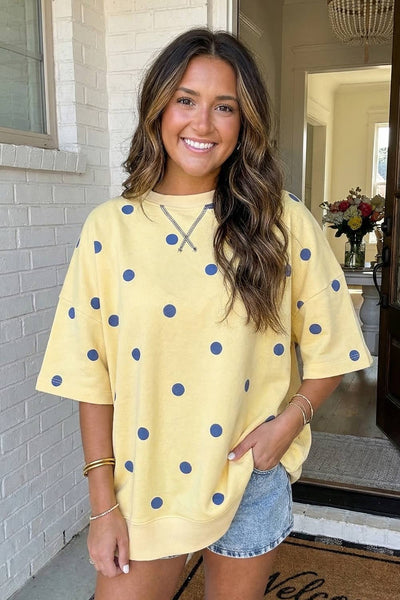 LAS Polka Dot Oversize Blouse Yellow