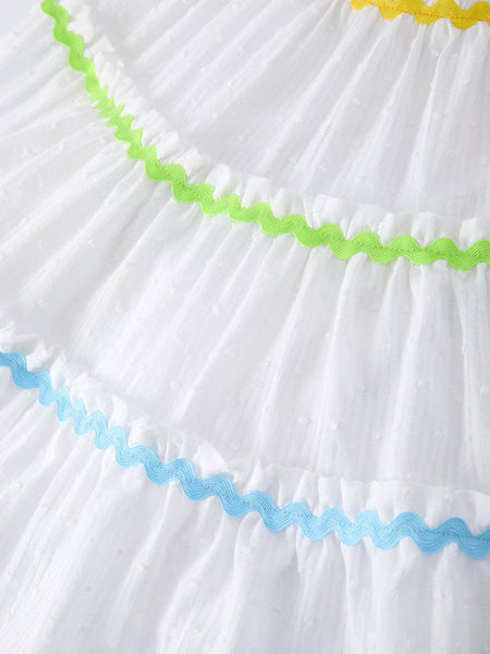 Summer Rainbow Girls Ruffle Strap Dress: