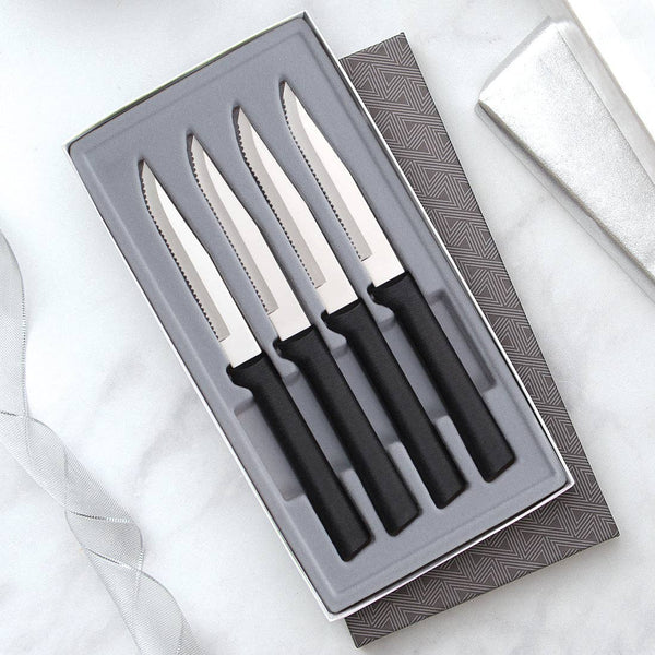 Black Four Serrated Steak Knives Gift Set