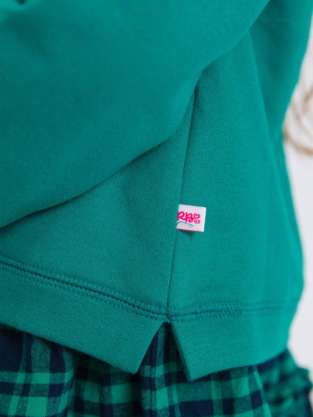 Girls Emerald Green Knit Flutter Sweatshirt