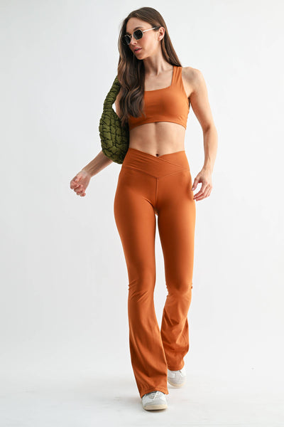 Venice Crossover Waist Yoga Pants: BLACK