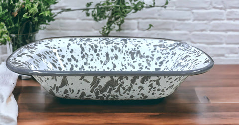 Gray Splatter Enamelware Baking Dish