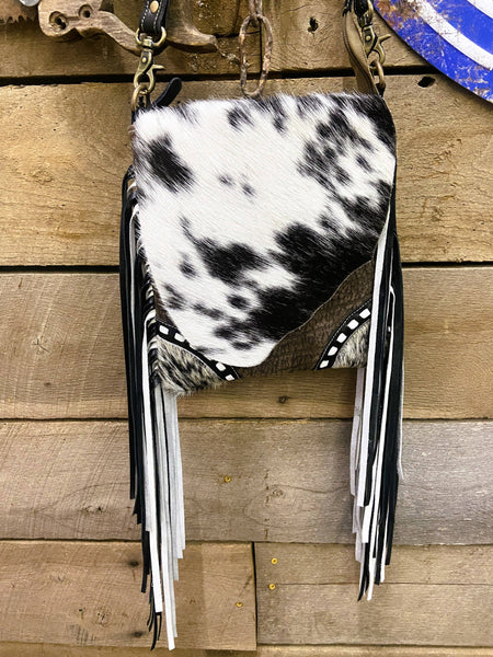 Cowhide Fringe Western Bag Purse Crossbody Myra