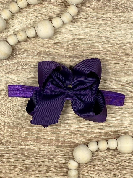 Classic Scalloped Bow - Headband - 4.5": Mint
