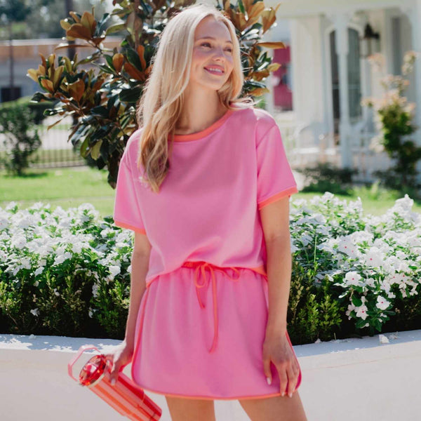 Pink and Orange Skirt and Top Set:
