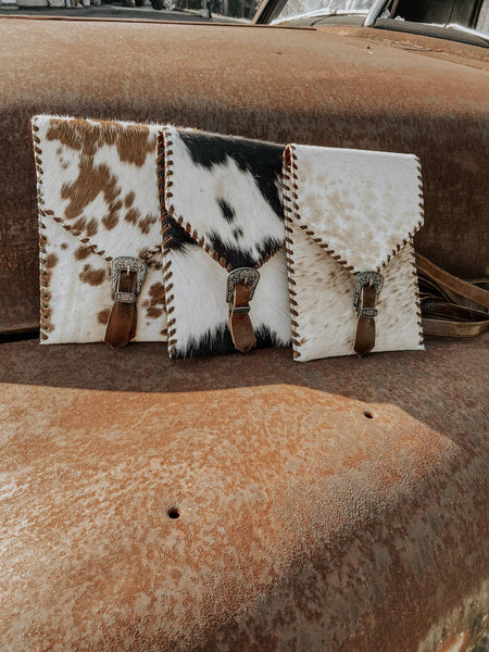 Cowhide Purse with Buckle Accent - Womens Handbags