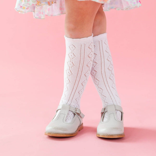 Scalloped Fancy Knee High Socks - White: 6-18 MONTHS