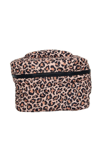 Brown Leopard Travel Cosmetic Bags: Brown
