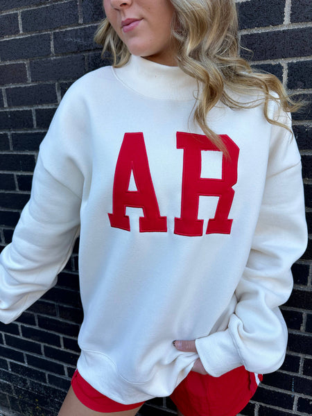 AR Embroidered Mock-Neck Sweatshirt: O/S