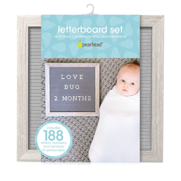 Rustic Wooden Letterboard Set with 188 Letters & Numbers: Light Gray