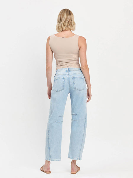 HIGH RISE LIGHT WASH BARREL LEG JEANS F5768LT: NORTHERN LIGHTS