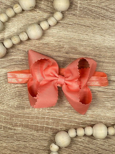 Classic Scalloped Bow - Headband - 4.5": Mint
