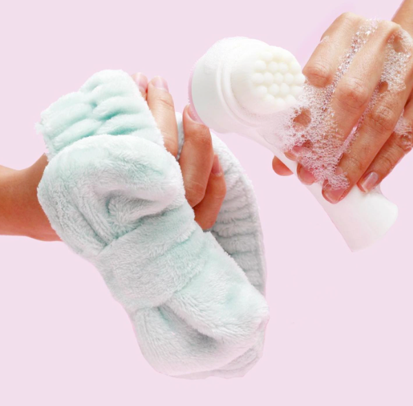 CALA Goal to Glow Dual Action Facial Brush & Headband Set: Mint