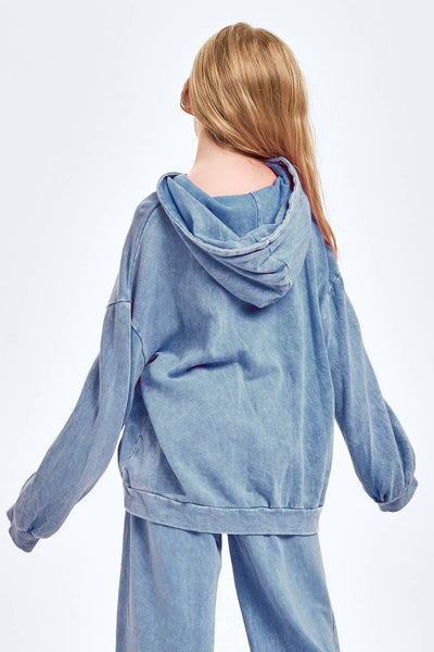 Oversized Mineral Wash Hoodie: Pink