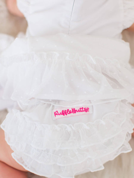Baby Girls White Dotted Tulle Dress & RuffleButt Set: