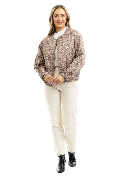 Brown Leopard Structured Zipper Jacket