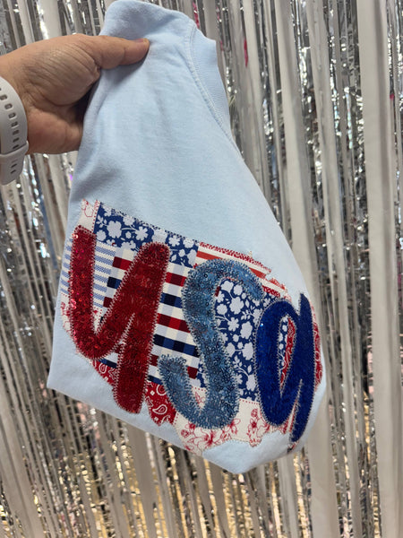 Patchwork USA Patriotic 4th of July Short Sleeve: