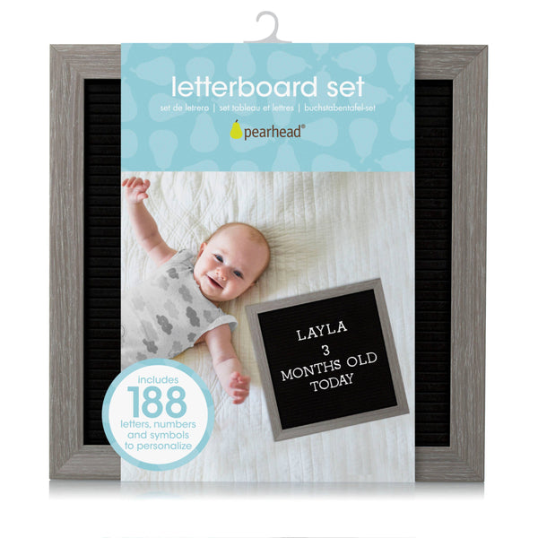 Rustic Wooden Letterboard Set with 188 Letters & Numbers: Light Gray