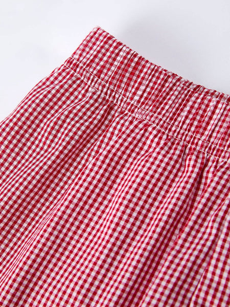Crab Applique Boy Top And Plaid Shorts Set: