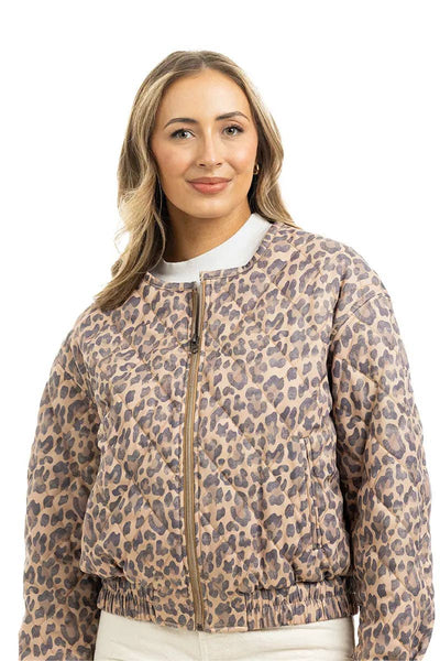 Brown Leopard Structured Zipper Jacket