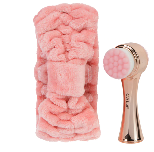 CALA Goal to Glow Dual Action Facial Brush & Headband Set: Mint