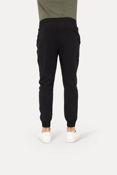 High-Waisted Zip-Up Ankle Joggers: BLACK OLIVE
