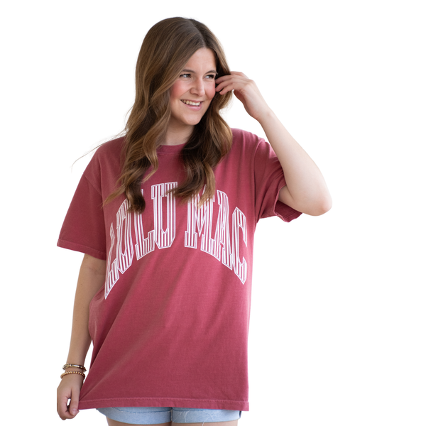 Lulu Mac Stripe Adult Crimson Comfort Colors Tee: