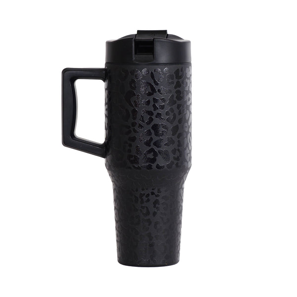 Commuter Insulated Sip/Straw Tumbler 32oz - Black Leopard