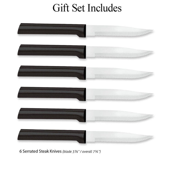 Black Six Serrated Steak Knives Gift Set