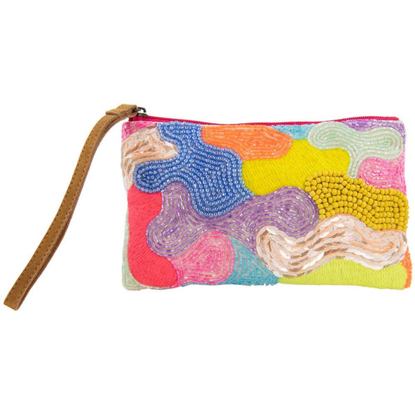 Multicolored Aztec Sequin and Beaded Wristlet Purse: Rainbow